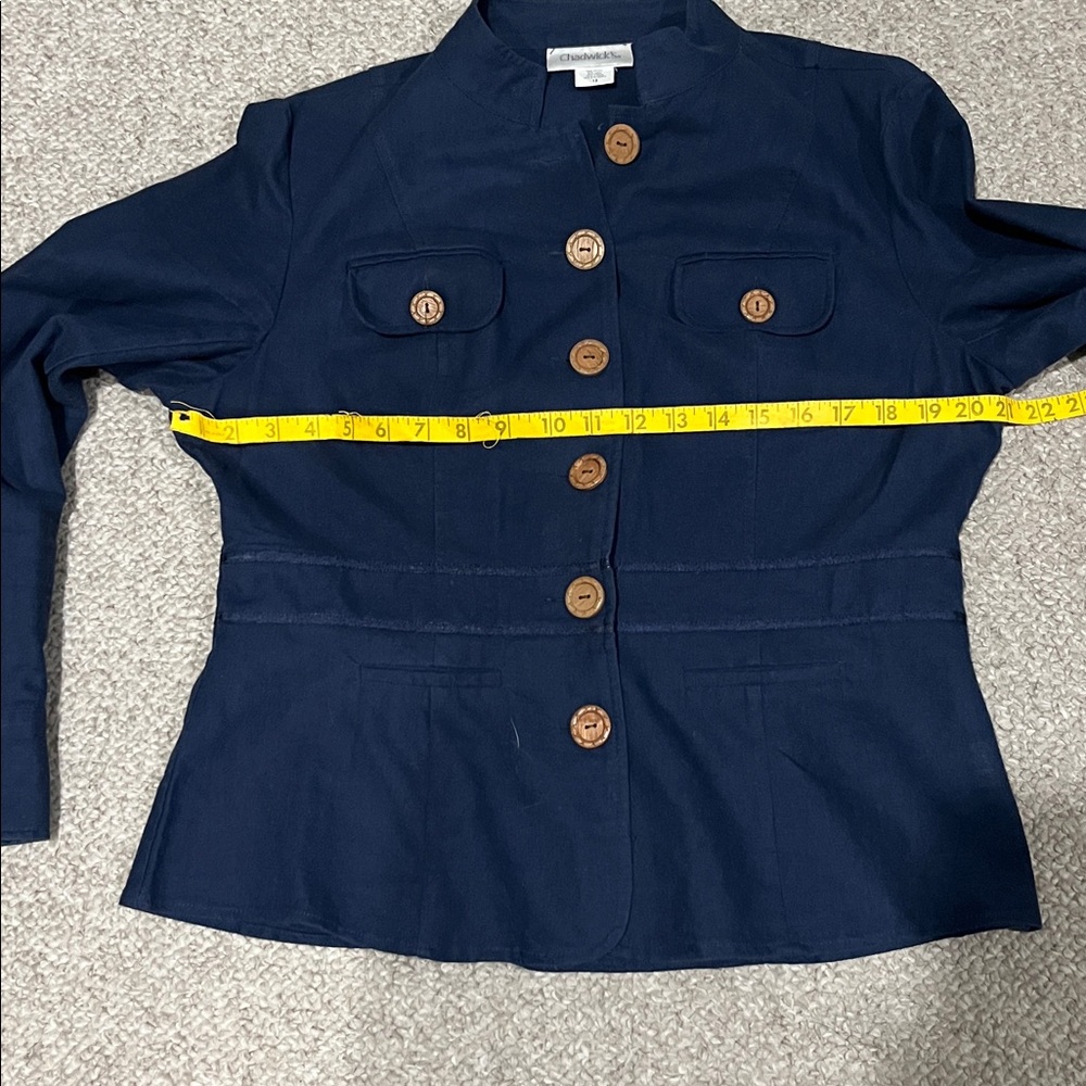 Chadwicks Navy Lightweight Military Style Jacket with Wooden Buttons - Picture 14 of 15